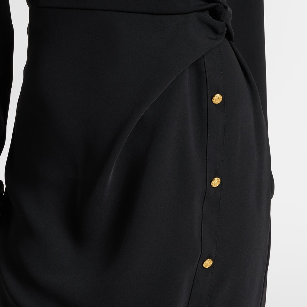 NWT Veronica Beard Black Asymmetric Button Midi-Dress Size 14 - Picture 4 of 7